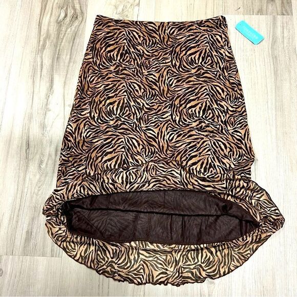 NWT Forever 21 vintage brown tiger print skirt with copper sparkles sz L - Picture 6 of 12